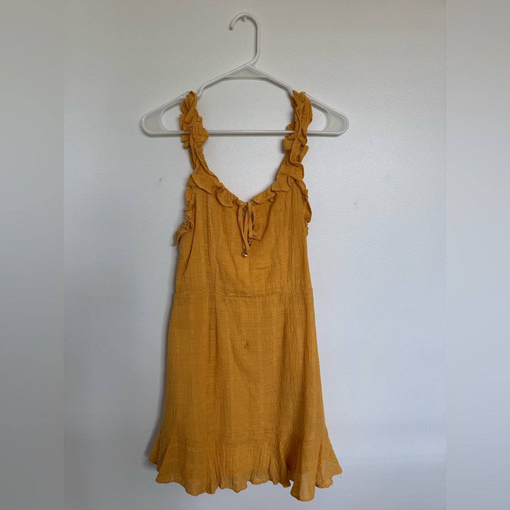 Yellow Ruffle Mini Dress